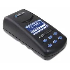 Turbidity meter with a measurement range of 0 to 2000 NTU and accuracy of ±3% in the 100-1000 NTRU/FNRU range. Includes FNRU standards for calibration. Used for water clarity testing in industrial and laboratory settings.