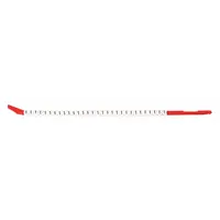 Clip-on wire marker with legend '1' printed in black on white nylon. Rated for continuous use from -30°F to 251°F. Supplied as a 10-pack with 300 labels total. Used for identifying wires in electrical panels, control cabinets, and industrial equipment