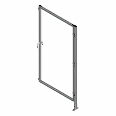 FAZTEK T-Slot Framing System Door: Add-On, Gray, Left Swing, 84 in H x 37 1/2 in W x 5 1/2 in D - Clear Plastic Door Add-On Kits