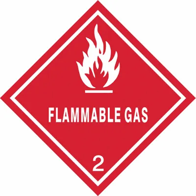 OEM APPROVED VENDOR Flammable Gas Label, 4 in x 4 in, Vinyl, 250 PK - Class 2: Gases