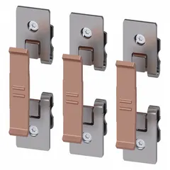 Set of three replacement contacts for Siemens 3RT1055 series contactors. Used to restore electrical continuity in motor control applications such as conveyors and HVAC equipment.