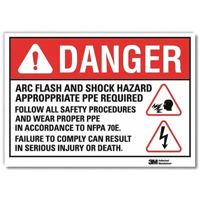 LYLE Danger: Arc Flash And Shock Hazard Appropriate PPE Required - Danger: Arc Flash And Shock Hazard Appropriate PPE Required ___ Flash Hazard Boundary ___ Cal/Cm2 Flash Hazard At 18 Inches Signs