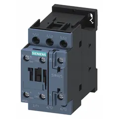 This Siemens non-reversing IEC contactor is rated for 25 A and features a 480V AC coil. It has 3 poles and 3 normally open (NO) contacts, without integrated surge suppression. Typical applications include switching motors, lighting, and other industrial loads in manufacturing, HVAC, and process control systems.