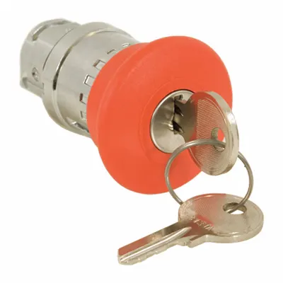 SCHNEIDER Emergency Stop Push Button: Red, 22 mm Mounting Size, Metallic - Mushroom-Head Push-Button Operators