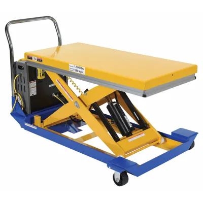 VESTIL Scissor Lift Table: Powered, 1,500 lb Load Capacity, 48 in L x 24 in W - Powered-Lift & Manual-Push Scissor-Lift Tables