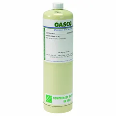 Disposable calibration gas for portable gas detectors. Contains Methane 99.999% in an Air background. Cylinder capacity 17 L with CGA 600 connection. Used to verify and adjust methane sensor accuracy.