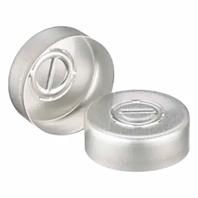 QORPAK Lab Bottle Caps: 13 mm Dia, Silver, Aluminum, 13 mm Screw Closure Size - Crimp Caps
