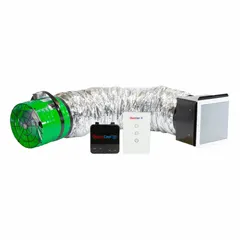 This ceiling-mount whole house fan delivers up to 1,434 cfm and covers 717 sq ft. It features a 14 in blade, a high-efficiency motor, and low-noise operation. Designed for high-static pressure applications, it operates on 115V AC single-phase power at a single speed. Suitable for exhausting hot indoor air through the attic and pulling in cooler outdoor air.
