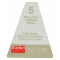 Replacement name plate for Dayton 3MB63 material handling equipment. Provides model identification for maintenance and parts verification. Type: Fits Dayton Brand.