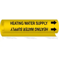 Pipe Marker: Heating Water Supply, Yellow, Black, Fits 1 1/2 to 2 3/8 in Pipe O.D., 1 Pipe Markers (MPN 5703-I)