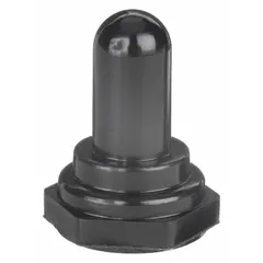 Black boot designed to fit non-illuminated toggle switches in the Marine Products series. Provides a protective cover to shield the switch from moisture, dust, and corrosion in marine environments. Compatible with HUBBELL WIRING DEVICE-KELLEMS non-illuminated toggle switches.