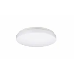 Round surface-mount downlight with a 15-inch diameter, 120V AC input, and polycarbonate LED delivering 1500 lumens at 4000K with 80 CRI. Features Triac dimming, Energy Star certification, and a 50,000-hour rated life. Suitable for general indoor lighting in commercial or residential spaces such as offices, corridors, and retail areas.