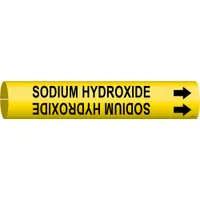 Pipe Marker: Sodium Hydroxide, Yellow, Black, Fits 4 to 6 in Pipe O.D., 1 Pipe Markers, With Arrows (MPN 4275-D)