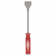 Gasket scraper with a stiff, straight blade made of chrome vanadium steel and a bevel/offset standard end. Handle is constructed from acetate plastic. Designed for removing gaskets, adhesives, paint, and other buildup from flat surfaces in automotive and industrial maintenance tasks.