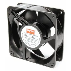 Standard square axial fan with polybutylene blades, delivering 115 cfm airflow at 0.000 in static pressure. Measures 4 11/16 in height by 1 1/2 in depth. Features terminals and IP20 rating. Suitable for general ventilation and cooling in indoor enclosures and cabinets.