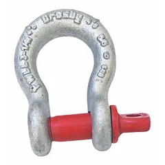 CROSBY anchor shackle with a working load limit of 3,000 lb and a compatible sling width of 1 3/16 in. Body is silver. Used in lifting and rigging applications to connect slings, chains, or other hardware to a load.