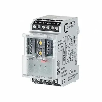 METZ CONNECT Modbus Module: C-Logline, Modbus RTU, DIN Rail Mounting, (4) Digital In - Modules for Metz Connect Controllers