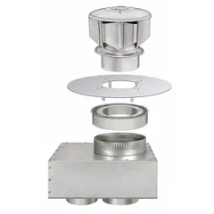 This steel venting kit is designed for surface mounting on gas unit heaters. It features a concentric Y configuration for intake and exhaust, with a 6-inch vent diameter. Sealant is included for installation.