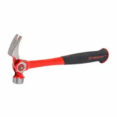This steel curved-claw hammer features a textured grip and steel handle for secure handling. With a 1-1/8 lb head weight and 14-inch overall length, it is suited for driving and pulling nails in framing, construction, and general maintenance tasks. The integrated magnetic nail starter holds nails securely under the head, enabling one-hand nail positioning for improved speed and accuracy.
