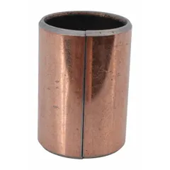 This brass and copper bushing is a replacement component for pallet jacks, specifically the 2ZE57 model. It reduces friction and wear at pivot points, supporting smooth lifting and lowering operations in material handling equipment.