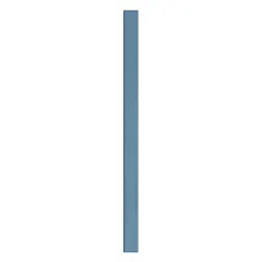 This pilaster is a structural column for bathroom partitions, measuring 82 inches in height, 5 inches in width, and 1 inch in thickness. It features a blue pebble finish and a polymer inner core. Used to support partition panels and provide privacy in restroom layouts.