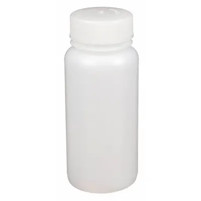 QORPAK Chemical/Reagent Bottle: HDPE, 240 mL, 8 fl oz, Closure Included, Natural - HDPE Wide Mouth Round Lab Bottles