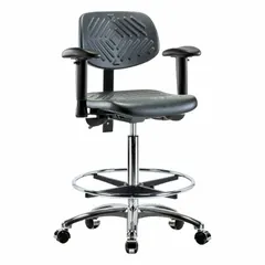 APPROVED VENDOR Ergonomic Chair: Polyurethane with Arms, Height Adjustable 24 1/2" to 34 3/4", 16" Seat Width, Aluminum Base