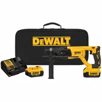 DEWALT Cordless Rotary Hammer: D-Handle, 20V DC, SDS-Plus, 1/2 in max, 4.0 Ah, 1.9 ft-lb, 5,550 bpm (MPN DCH133M2)