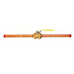This two-way ball valve is constructed of bronze with a full-port straight design. It features male NPT by tube connections and a locking lever handle. The valve is cleaned and bagged for oxygen service, suitable for use in gas handling and high-purity fluid control systems.