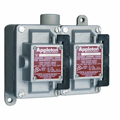 APPLETON ELECTRIC Tumbler Switch: 2 Gang, 1-Pole, 20 A, 277 V AC, Dead-End Hub - Two-Gang Front Lever Tumbler Switches