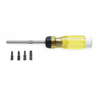PROTO Multi-Bit Screwdriver: Phillips/Slotted Tip, #1/#2/3/16 in/5/32 in Tip Size - General Purpose Multi-Bit Screwdrivers