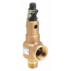 This bronze safety relief valve is designed for overpressure protection on ASME Section VIII and XIII air, inert gas, and liquid systems. It features a 1 in MNPT x 1 1/4 in FNPT connection and a maximum operating pressure of 314 psi. Typical applications include industrial boilers, compressors, and pressure vessels.