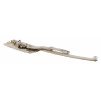 This right-hand surface-mount window operator is designed for casement windows. It includes a crank handle and features a gray zinc-plated finish with a 4-7/16 in base length. The operator provides manual opening and closing of the window sash