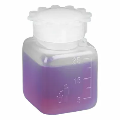 GLOBE SCIENTIFIC Laboratory Bottle: 25 mL, HDPE, Natural, Square, Translucent - HDPE Rectangular Lab Bottles