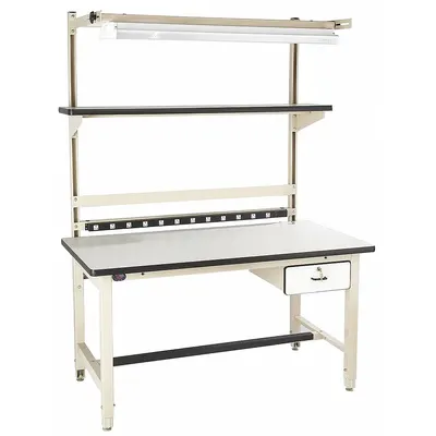PRO-LINE Workstation: Adj Ht, Laminate, 72 in x 30 in, 5,000 lb Overall Load Capacity - Workstations with Power, Storage & Overhead Lighting