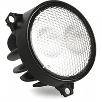 This GROTE LED flood light provides broad area illumination for auxiliary lighting on vehicles and equipment. It features a black housing, universal surface-mount installation with a removable bracket, and a pigtail electrical connection. Suitable for trucks, tractors, and construction machinery