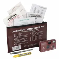 This English-language training kit covers FMCSR regulations for accident investigation, audit, and records. It includes a tire marker for practical exercises. Suitable for fleet and transportation operations