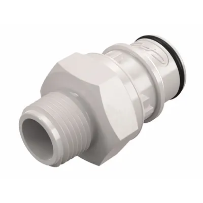 CPC Quick Connection Coupling: Straight, 3/8 in Pipe Size, Quick-Disconnect Coupler x NPT - Polysulfone Quick-Disconnect Tube Fittings