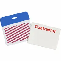 Card Clip On Badge: Contractor, Vinyl, White, 2 in Card Ht, 3 in Card Wd, 500 PK (MPN 95654)