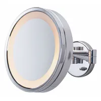 SEE ALL Makeup Mirror: Round, Glass, 10 in Overall Ht, 11 in Overall Wd, 4 in Overall Dp, Wall, 5X (MPN HLCSA1095)
