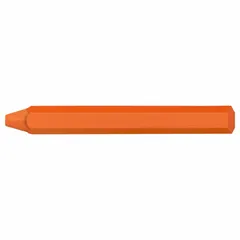 This wax lumber crayon features a 1/2-inch tip width and medium hardness for marking on wood, paper, and other porous surfaces. The orange color provides high visibility. Its hexagonal cylinder shape prevents rolling. Operating temperature range is 70°F to 100°F.