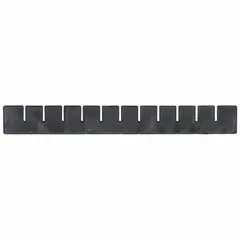 This black plastic ESD divider is designed to subdivide storage bins for organizing small electronic components in electrostatic discharge sensitive areas. It measures 15 1/4 inches by 1 7/8 inches and is compatible with LEWISBINS model DC2025-SXL BUY 12S.