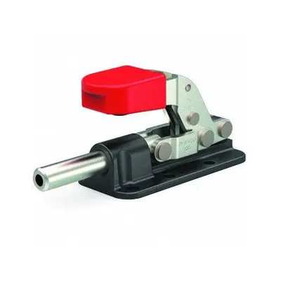 DE-STA-CO Straight Line Clamp: Flange Base Mounting, Locking Horizontal Handle - Secure Locked Straight-Line Toggle Clamps