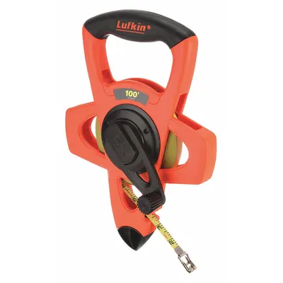 CRESCENT LUFKIN Long Tape Measure: Manual, PS1806N, SAE, 100 ft, 1/8 in, Plastic with Grip - Open-Reel Long Tape Measures