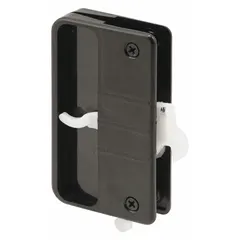 This sliding handle and latch kit provides the necessary latch and pull components for operating and securing sliding screen doors. The black, unfinished hardware measures 3-3/4 inches in height and 2-3/16 inches in length. Suitable for replacement or repair of existing sliding screen door mechanisms.