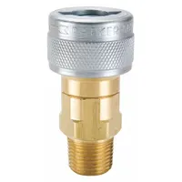 PARKER Quick Connect Hose Coupling: 1/4 in Body Size, Socket, Push-to-Connect, Brass/Steel, MNPT (MPN TL-251-4MP)