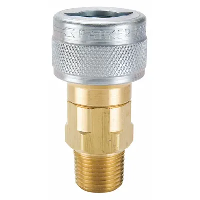 PARKER Quick Connect Hose Coupling: 1/4 in Body Size, Socket, Push-to-Connect - Schrader Quick-Connect Air Couplings