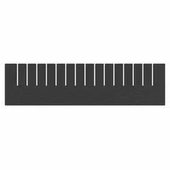 Plastic divider for subdividing standard bin boxes into smaller compartments. Fits bins with a 14 7/8 in width. Measures 20 1/2 in x 5 3/8 in. Not electrostatic discharge conductive. Compatible with manufacturer model number 33226.