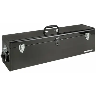 WESTWARD Steel Tool Box, 30x7x9 in, Black, Padlock - Steel Tool Boxes
