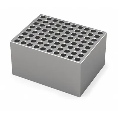 IKA Dry Block: Anodized Aluminum, 3 3/4 in Overall Wd, 3 in Overall Lg, 80 Wells - Dry Bath Blocks